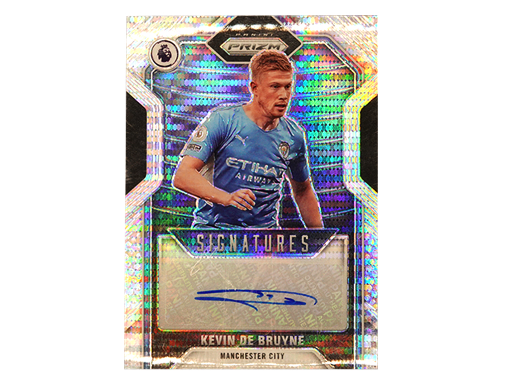 2021-22 Panini Prizm Premier League Kevin De Bruyne Breakaway Prizm Autograph De Bruyne Autograph Card