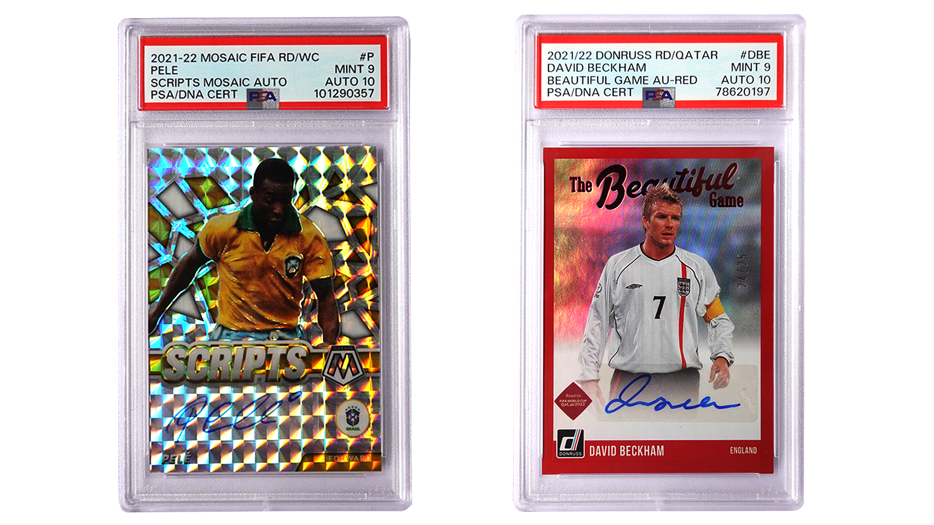 graded card by PSA Pele Aurograph Devid Beckham PSA